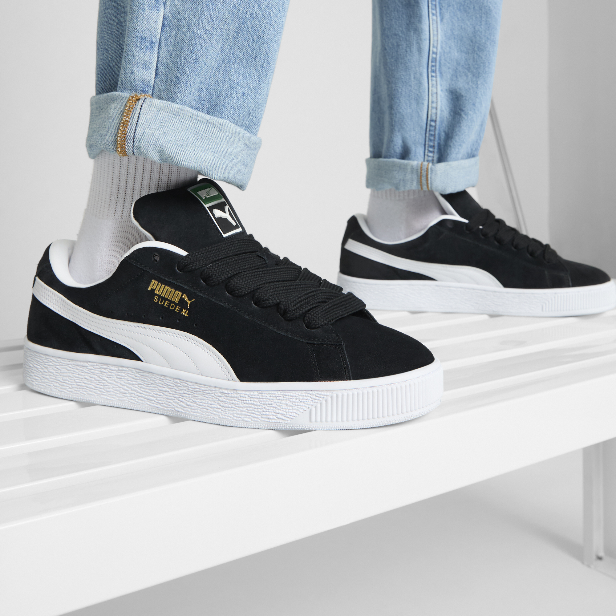 Puma Suede XL Sneakers Unisex Black-PUMA White
