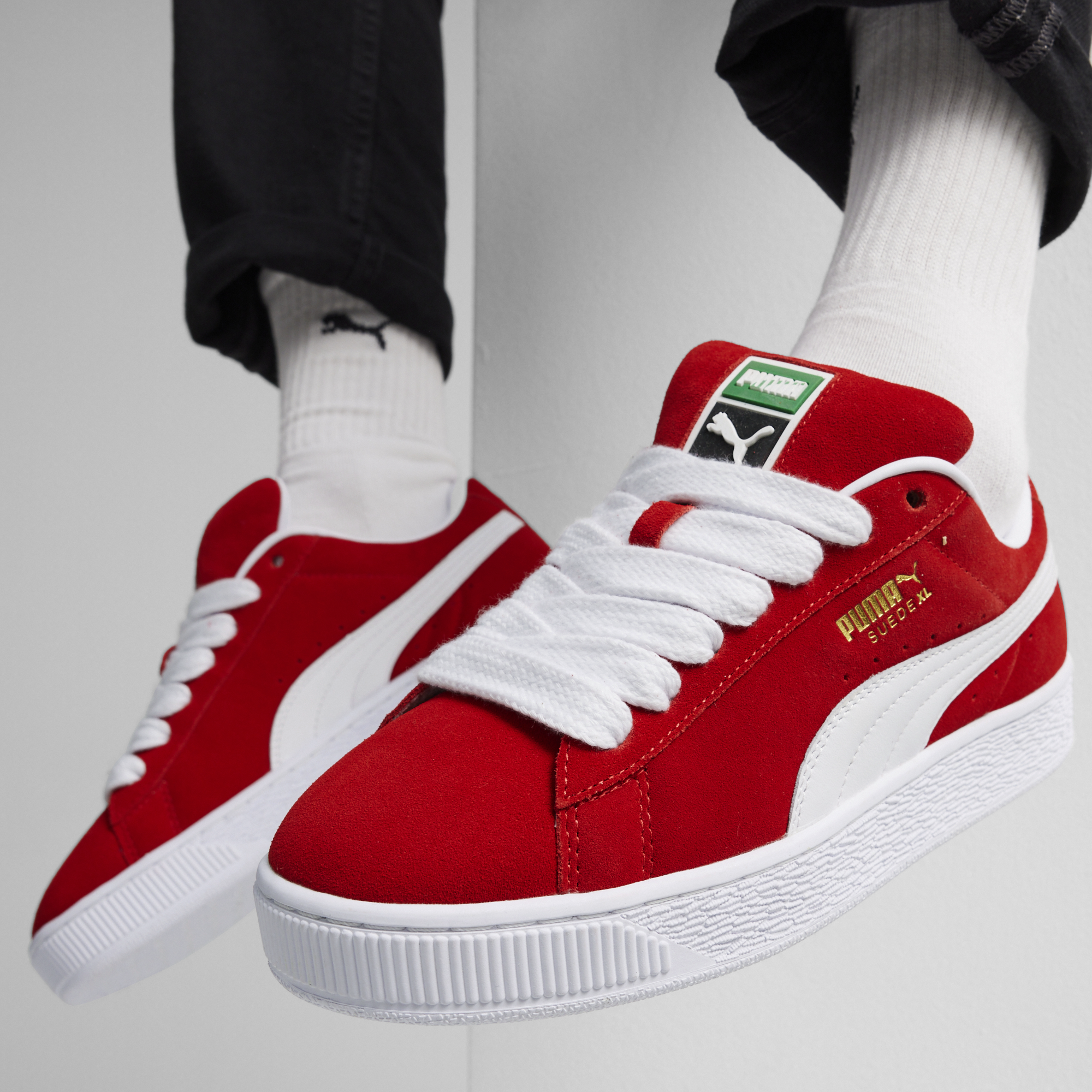 Puma Suede XL Sneakers Unisex Red-PUMA White